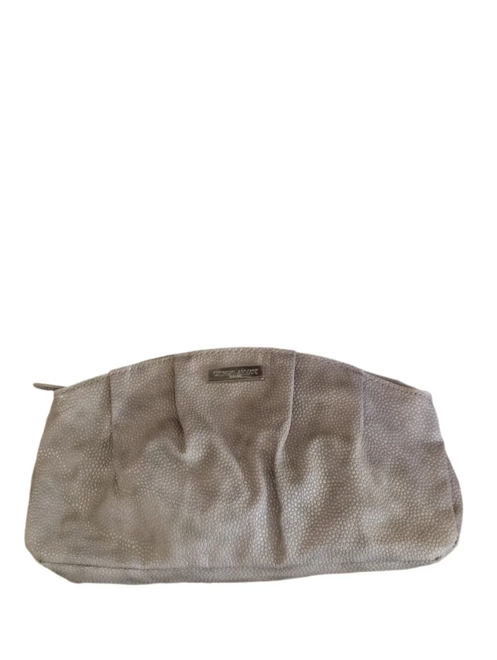 Giorgio Armani Parfums Vegan Taupe Leather Pouch Like New